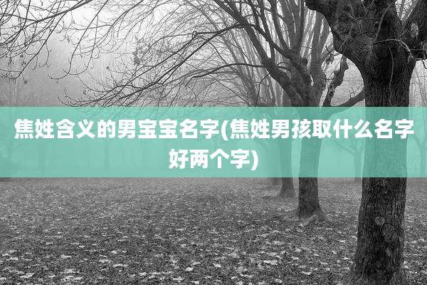 焦姓含义的男宝宝名字(焦姓男孩取什么名字好两个字)