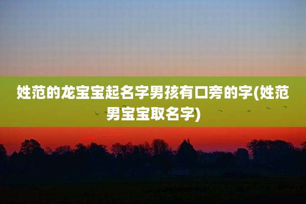 姓范的龙宝宝起名字男孩有口旁的字(姓范男宝宝取名字)