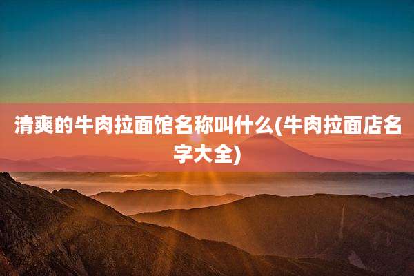 清爽的牛肉拉面馆名称叫什么(牛肉拉面店名字大全)