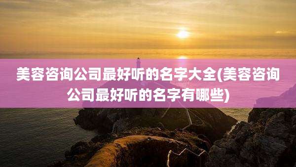 美容咨询公司最好听的名字大全(美容咨询公司最好听的名字有哪些)