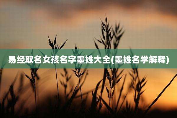 易经取名女孩名字墨姓大全(墨姓名学解释)