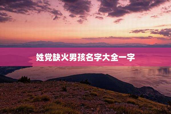 姓党缺火男孩名字大全一字