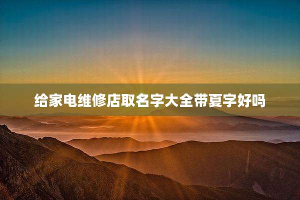 给家电维修店取名字大全带夏字好吗