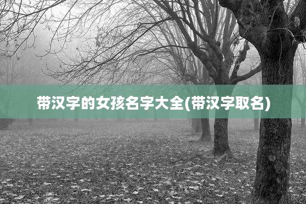 带汉字的女孩名字大全(带汉字取名)