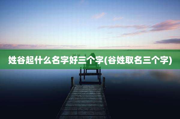 姓谷起什么名字好三个字(谷姓取名三个字)