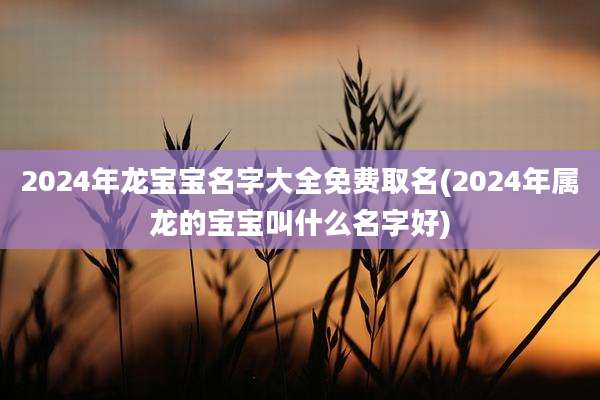 2024年龙宝宝名字大全免费取名(2024年属龙的宝宝叫什么名字好)