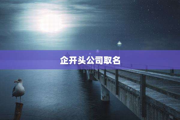 企开头公司取名