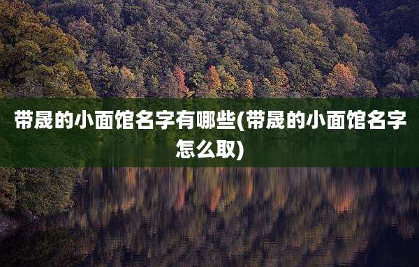 带晟的小面馆名字有哪些(带晟的小面馆名字怎么取)