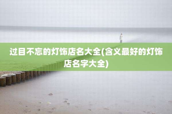 过目不忘的灯饰店名大全(含义最好的灯饰店名字大全)