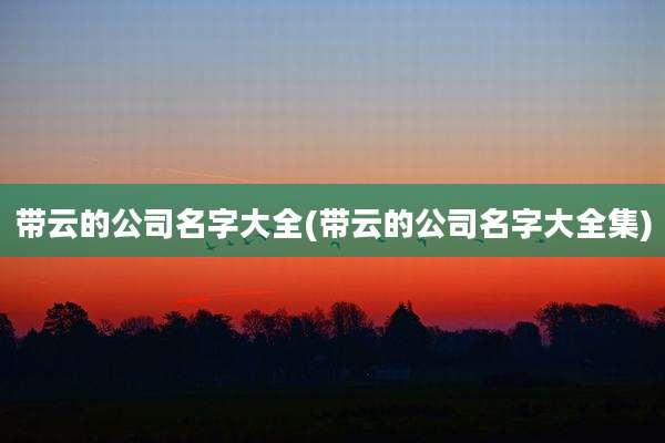 带云的公司名字大全(带云的公司名字大全集)