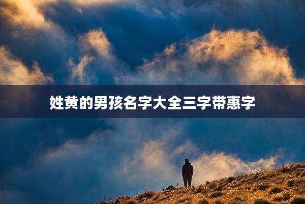 姓黄的男孩名字大全三字带惠字