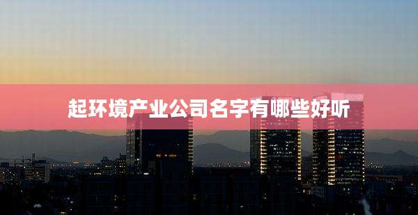 起环境产业公司名字有哪些好听