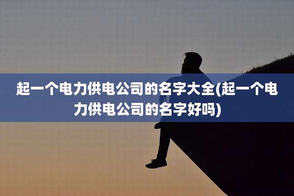 起一个电力供电公司的名字大全(起一个电力供电公司的名字好吗)