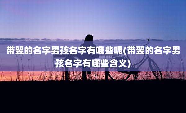 带翌的名字男孩名字有哪些呢(带翌的名字男孩名字有哪些含义)