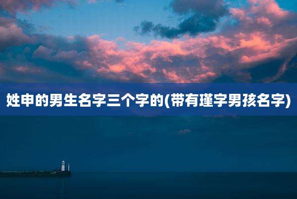 姓申的男生名字三个字的(带有瑾字男孩名字)