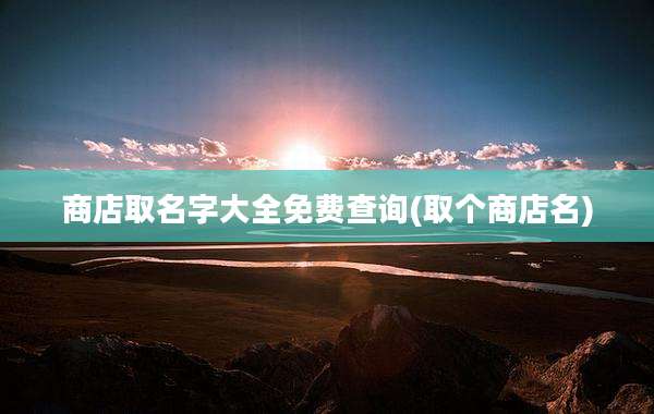 商店取名字大全免费查询(取个商店名)