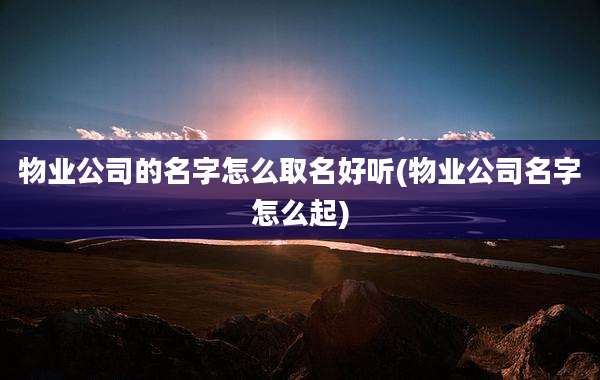 物业公司的名字怎么取名好听(物业公司名字怎么起)