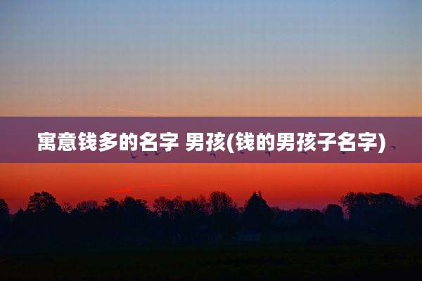 寓意钱多的名字 男孩(钱的男孩子名字)