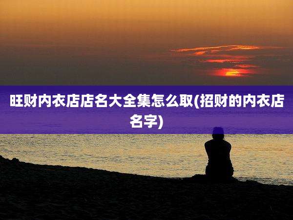 旺财内衣店店名大全集怎么取(招财的内衣店名字)