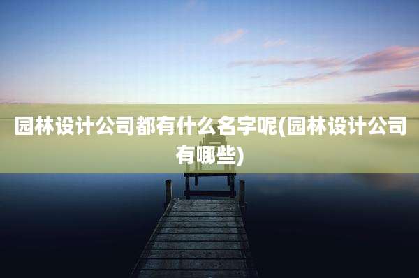 园林设计公司都有什么名字呢(园林设计公司有哪些)