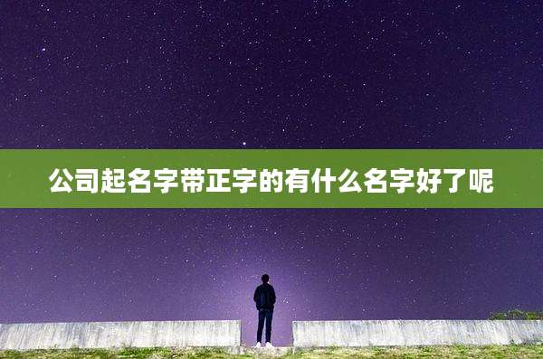 公司起名字带正字的有什么名字好了呢