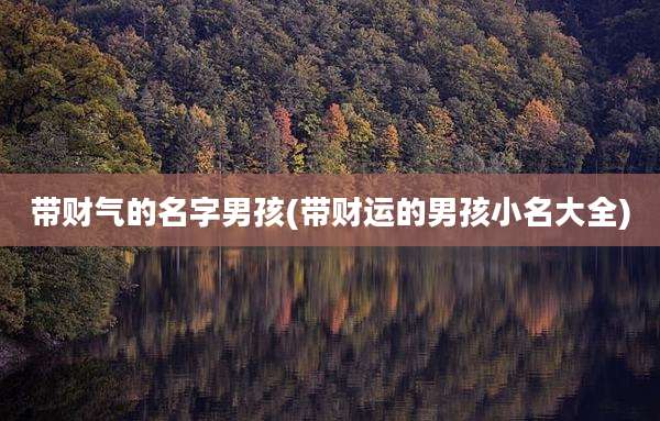 带财气的名字男孩(带财运的男孩小名大全)
