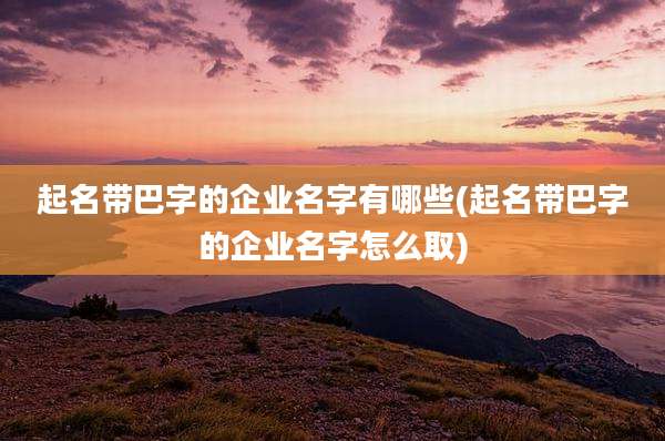 起名带巴字的企业名字有哪些(起名带巴字的企业名字怎么取)
