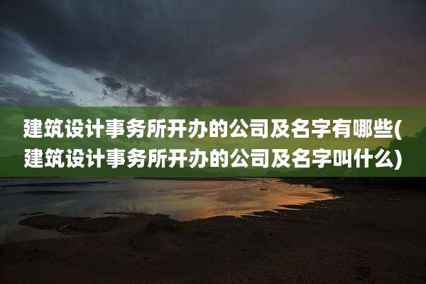 建筑设计事务所开办的公司及名字有哪些(建筑设计事务所开办的公司及名字叫什么)