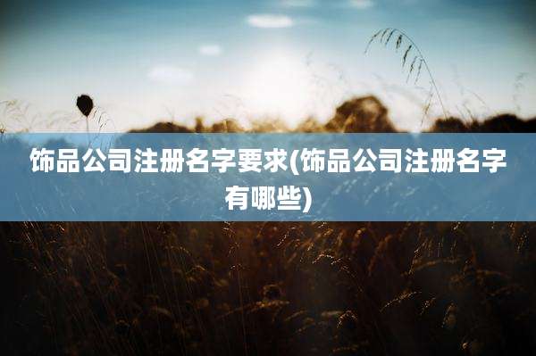 饰品公司注册名字要求(饰品公司注册名字有哪些)