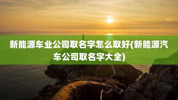 新能源车业公司取名字怎么取好(新能源汽车公司取名字大全)