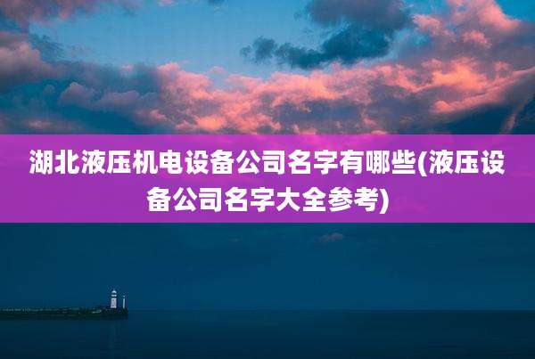 湖北液压机电设备公司名字有哪些(液压设备公司名字大全参考)