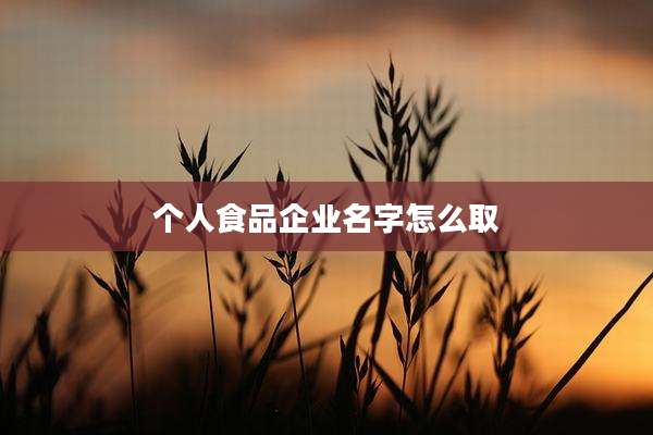 个人食品企业名字怎么取