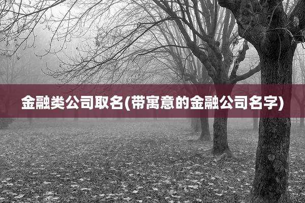 金融类公司取名(带寓意的金融公司名字)