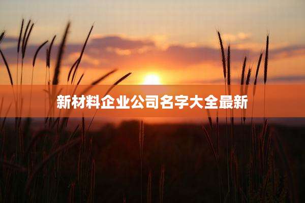 新材料企业公司名字大全最新