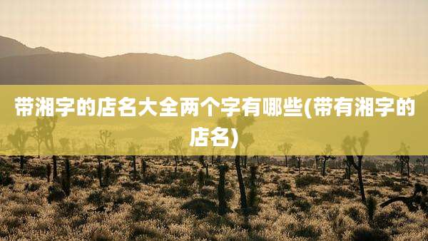 带湘字的店名大全两个字有哪些(带有湘字的店名)