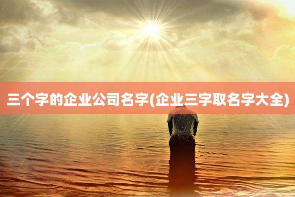 三个字的企业公司名字(企业三字取名字大全)