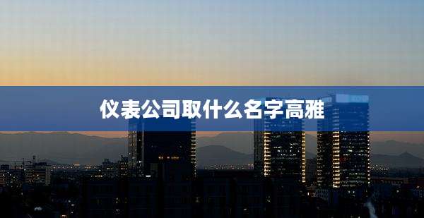 仪表公司取什么名字高雅