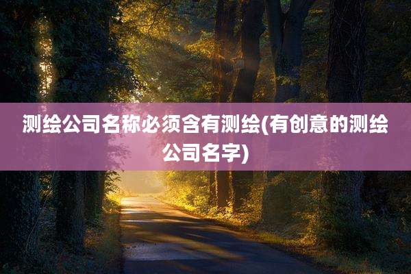 测绘公司名称必须含有测绘(有创意的测绘公司名字)