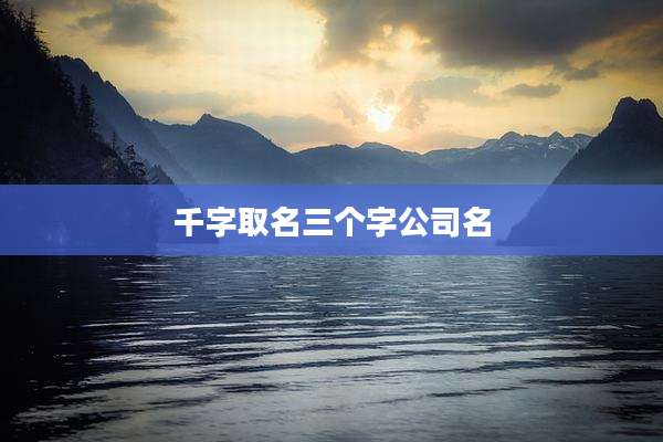 千字取名三个字公司名