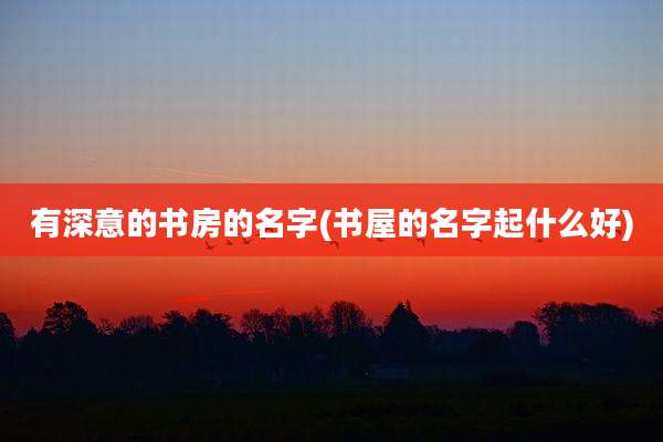 有深意的书房的名字(书屋的名字起什么好)