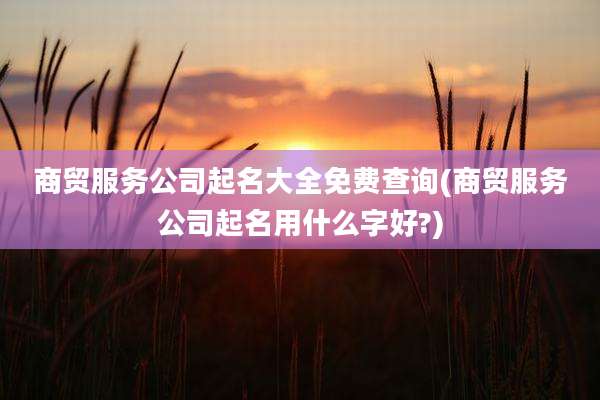 商贸服务公司起名大全免费查询(商贸服务公司起名用什么字好?)