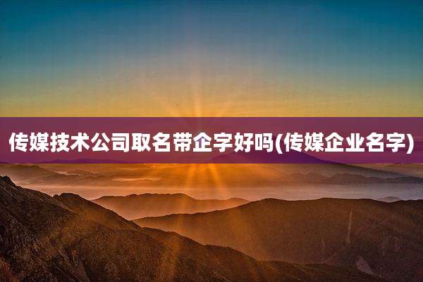 传媒技术公司取名带企字好吗(传媒企业名字)