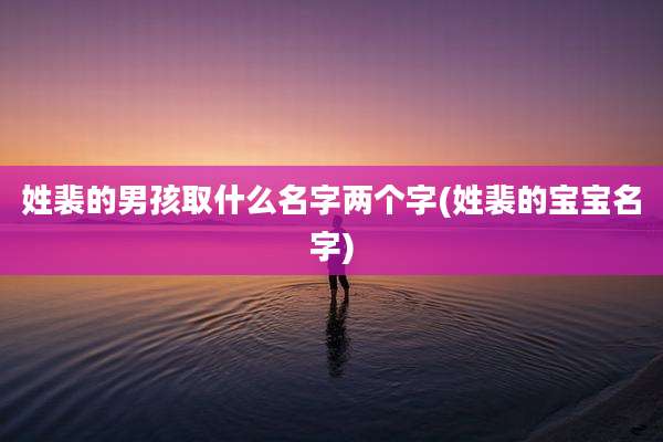 姓裴的男孩取什么名字两个字(姓裴的宝宝名字)