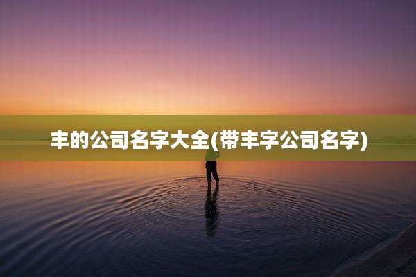 丰的公司名字大全(带丰字公司名字)