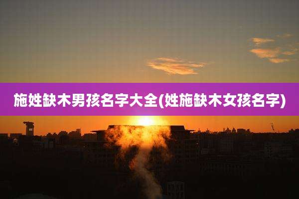 施姓缺木男孩名字大全(姓施缺木女孩名字)