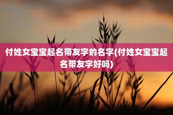 付姓女宝宝起名带友字的名字(付姓女宝宝起名带友字好吗)