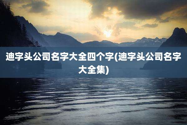 迪字头公司名字大全四个字(迪字头公司名字大全集)