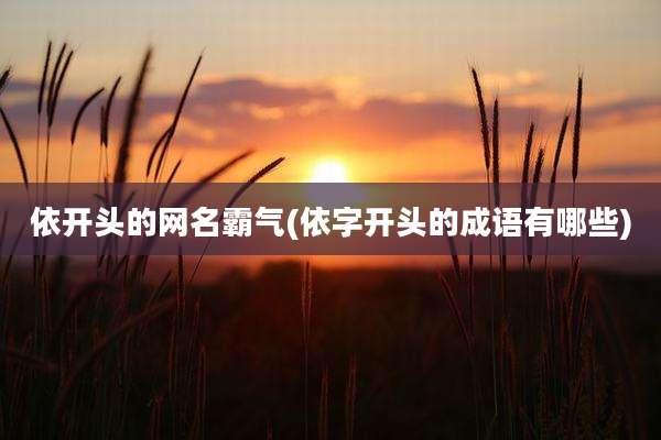 依开头的网名霸气(依字开头的成语有哪些)