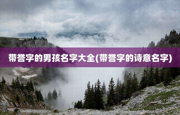 带誉字的男孩名字大全(带誉字的诗意名字)