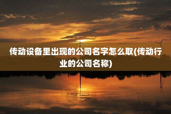 传动设备里出现的公司名字怎么取(传动行业的公司名称)